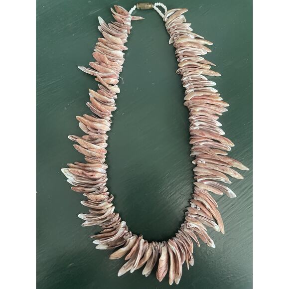 Vintage Shell Beaded Collar 9” Necklace Summer Beach Cruise Wedding - Picture 1 of 7